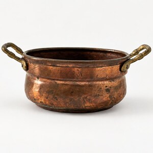 Turkart Anatolian Copper Pot with Brass Handles – 1970s Turkish Copperware