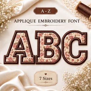 Applique Embroidery Font A-Z, Satin Edge Alphabet, Machine Embroidery Letters, PES DST JEF Formats