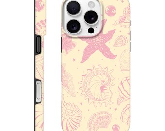 Funda para teléfono Seashell Dream rosa y amarilla