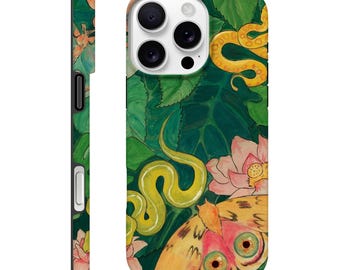 Funda para teléfono con diseño de serpiente y polilla