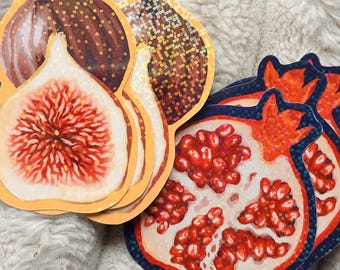 Paquete de pegatinas de frutas con granadas e higos