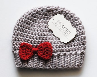 Bow Baby Girl Hat (skull cap beanie)