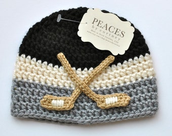 Hockey Baby Hat (skull cap beanie) Newborn to 24 Months