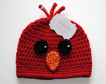 Red Bird Baby Hat (skull cap beanie)