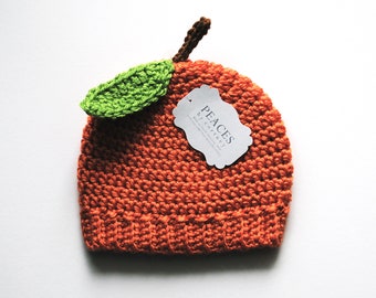 Peach Baby Hat (skull cap beanie)