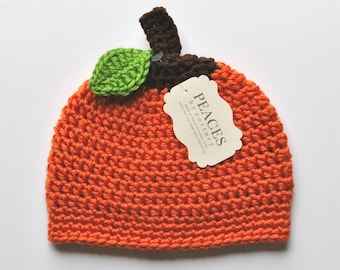 Pumpkin Baby Hat (skull cap beanie) Newborn to 24 Months
