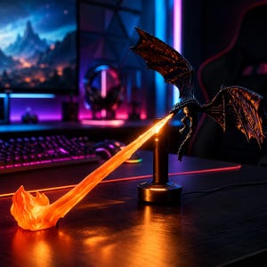 Fantasy-Drachenatem-Lampe, fliegende Drachen-Dekoleuchte, Sammlerstück für Drachenfans
