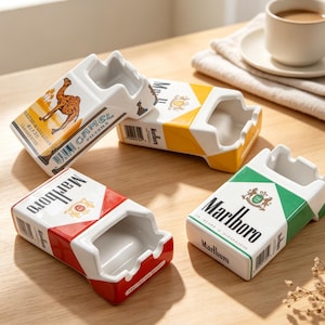 Askfat i keramik i form av cigarettpaket, ny bordsdekor, mini-skrivbordsprydnad