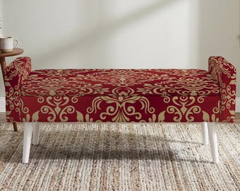 Handmade Storage Bench, Guest Room Decor, Abstract Print, Gift for Her