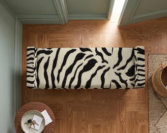 Padded Storage Bench, Kilim Print, Entryway Organizer, Gift for Her, Blanket Chest