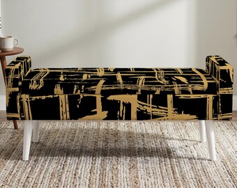 Storage Bench with Arms, Living Room Decor, Kilim Print, New Home Gift