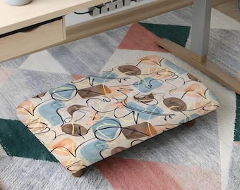 Tabouret rembourré à motif Kilim, repose-pieds chic pour chambre d'enfant, tissu écologique, décoration bohème chaleureuse