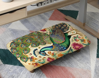 Repose-pieds style tribal, petit tabouret à placer sous un bureau, cadeau de pendaison de crémaillère, petit décor à motif kilim