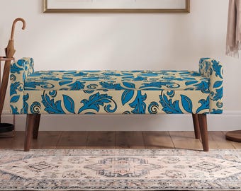 Bed End Bench, Turkish Home Decor, Blanket Storage, Mothers Day Gift, Fabric Upholstery