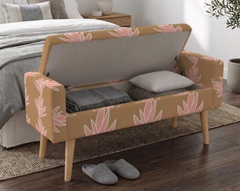 Window Seat Bench, Entryway Seating, Floral Pattern, Fall Home Decor, Blanket Storage