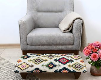 Petit banc bohème, petit tabouret rembourré pour chambre d'étudiant, décoration de chambre, style éclectique mignon