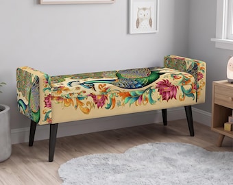 Lift Top Storage Bench, Guest Seating, Printed Furniture, Wedding Gift