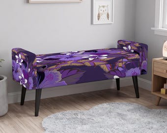 Mandala Print Bench, Blanket Storage, Printed Furniture, Cozy Winter Decor