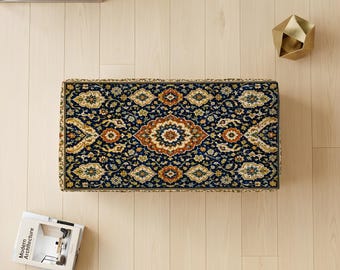 Tabouret d'appoint style oriental, repose-pieds élégant pour la chambre, cadeau de pendaison de crémaillère, décoration rustique imprimée