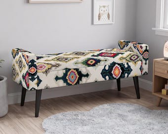 Langer Aufbewahrungshocker, mediterranes Dekor, Deckentruhe, Muttertagsgeschenk