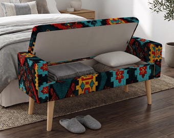 Toy Storage Bench, Mid Century Modern, Accent Furniture, Gift for Mom, Entryway Seating
