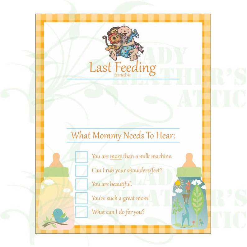 Infant Feeding Reminder Dry Erase Board Printable Baby Etsy