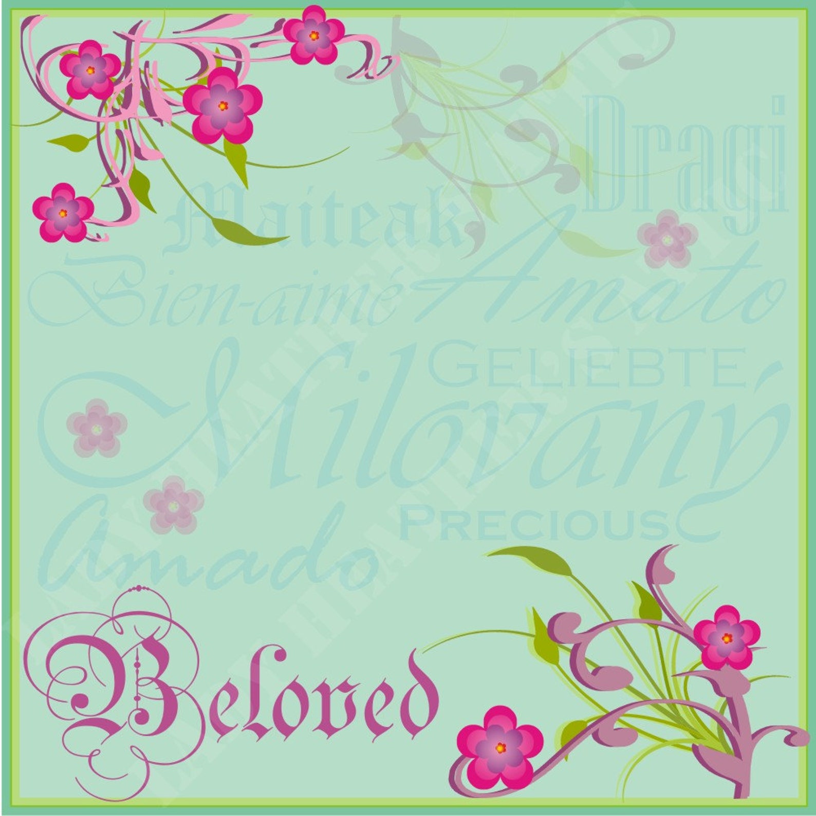 Digital Scrapbook Page Blue Floral Scrapbook Page Vintage Etsy