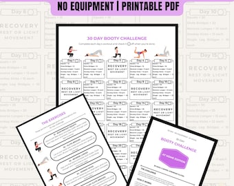 30 Day Glute Workout Challenge: 5 Exercises, No Equipment (Printable PDF)