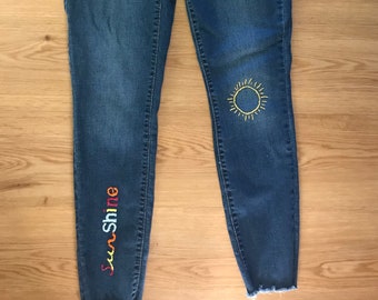 Hand Embroidered Sunshine Jeans