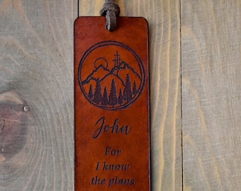 Personalized Christian Gifts for Men - Bible Verse Leather Bookmark with Tassel - Jeremiah 29:11 - Christian Gifts - Personalized Bookmark