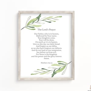 The Lord&#39;s Prayer - Matthew 6:9-13 - Bible Verse Printable - Christian Gift - Farmhouse Art - Biblical Art - Christian Wall Art Printable