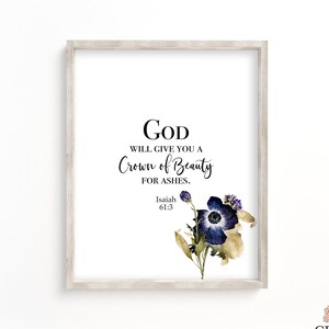 Bible Verse Wall Art - GOD will give you a Crown of Beauty - Isaiah 61:3 - Christian Gifts - Digital Download -Fall Gifts - Biblical Art