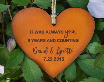 Personalized Anniversary Ornament - 3rd Anniversary Ornament - Anniversary Gift - Leather Anniversary - Personalized Anniversary Leather