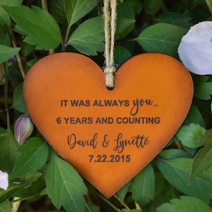 Personalized Anniversary Ornament - 3rd Anniversary Ornament - Anniversary Gift - Leather Anniversary - Personalized Anniversary Leather