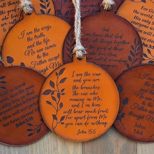 Bible Verse Ornament - Christian Leather Ornament - Ornaments - Christmas Ornaments - Christian Gifts - Christmas Gifts - Leather Gifts