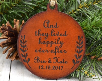 Personalized Anniversary Ornament - 3rd Anniversary Gift - Leather Anniversary Gift - Christmas Ornament - Leather Gifts - Personalized Gift