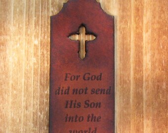 Christian Leather Bookmark - John 3:17 Bible Verse - Scripture Gifts - Leather Gifts - Pastor Gift - Christian Gifts - Bible Verse Gifts