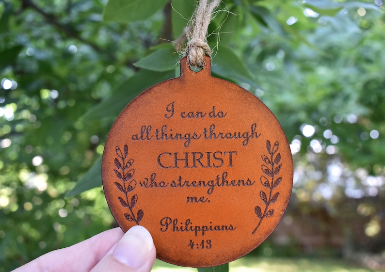 Bible Verse Ornament Christian Leather Ornament Ornaments Etsy.de