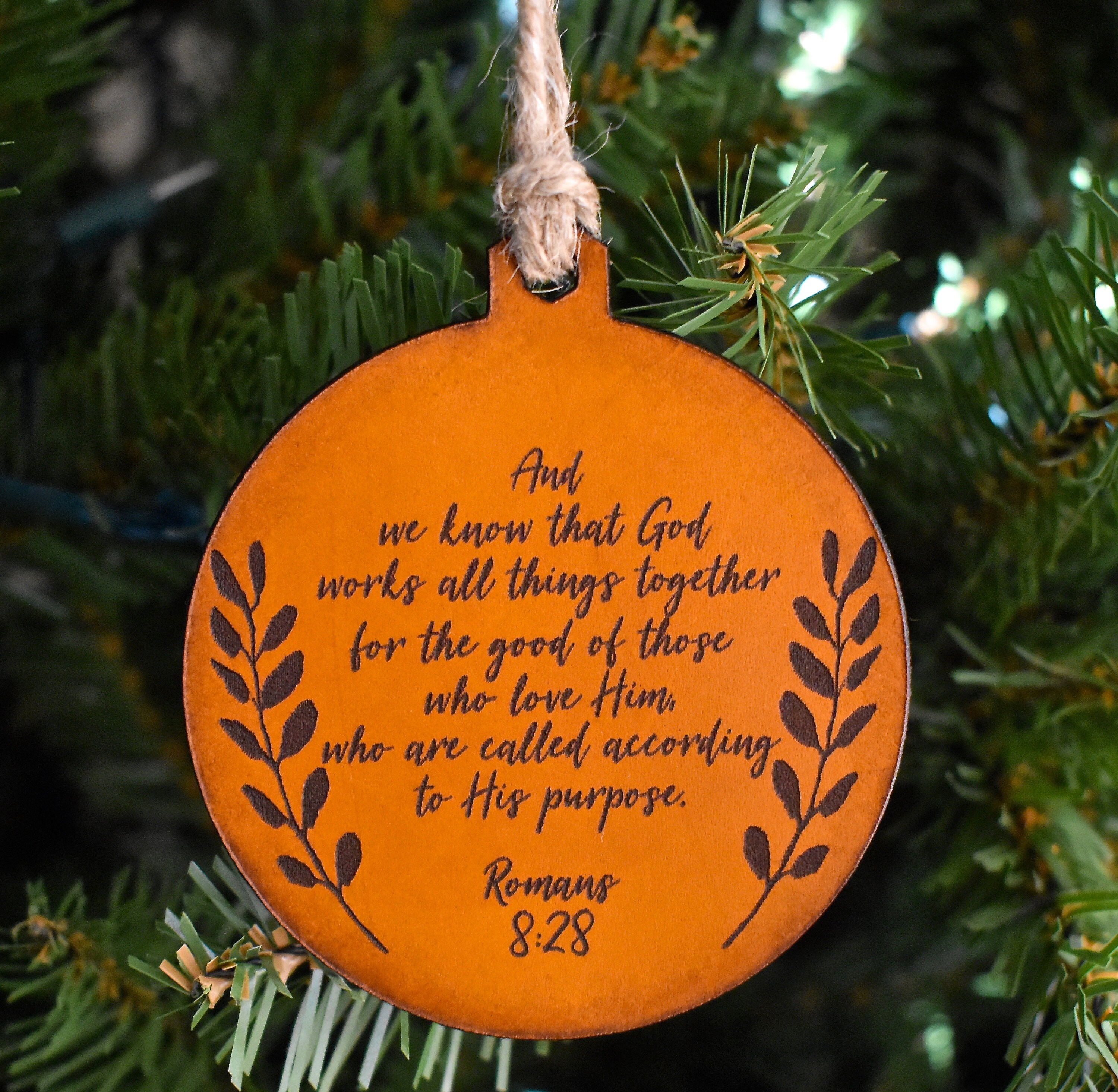 Bible Verse Ornament - Christian Leather Ornament - Christmas Ornaments ...