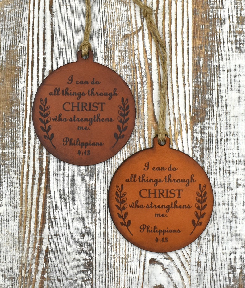 Bible Verse Ornament Christian Leather Ornament Ornaments Etsy