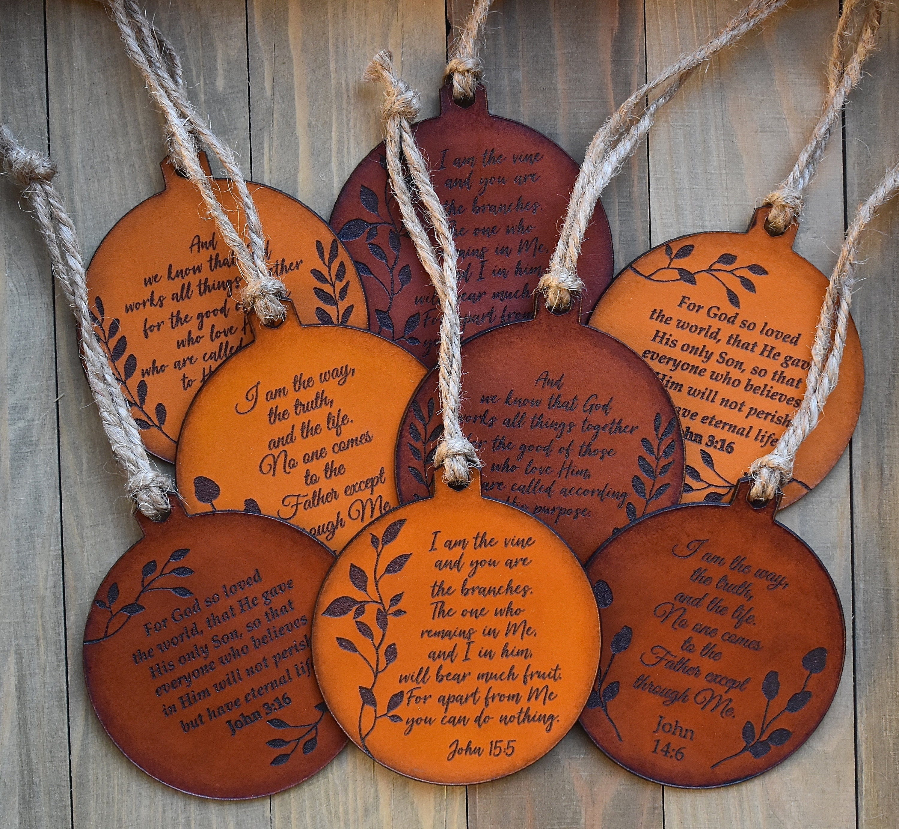 Bible Verse Ornament - Christian Leather Ornament - Christmas Ornaments ...