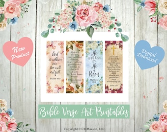 Bible Verse Bookmarks - Christian Bible Verse Printables - Scripture Gifts - Bible Study Gift - Bible Verse Bookmark Digital Download