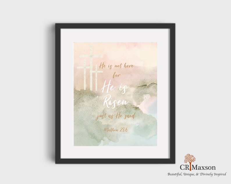 Matthew 28:6 Bible Verse Wall Art Printable He is Not Here - Etsy