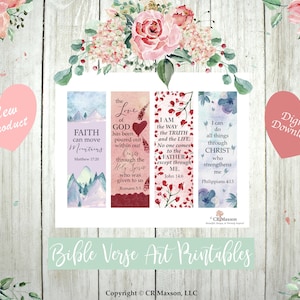 Bible Verse Printable Bookmarks -  Bible Study Bookmarks - Christian Bible Verse Bookmarks Printable - Inspirational Bookmark - Biblical Art