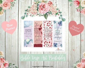 Bible Verse Bookmarks - Christian Bible Verse Printables - Scripture Gifts - Bible Study Gift - Digital Download