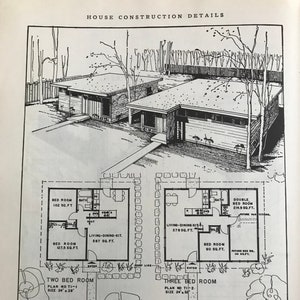HOUSE CONSTRUCTION DETAILS Nelson L Burbank 1952 Mid Century Modern Home Design Building Plans Book