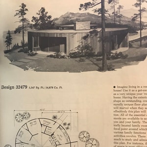 350 Home plans one story designs under 2000 sq. ft. MID CENTURY MODERN house design book