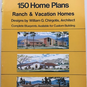 150 plattegronden Ranch en vakantiehuizen William G. Chirgotis 1981 Mid Century Modern Leisure Dome Architecture Design vintage boek