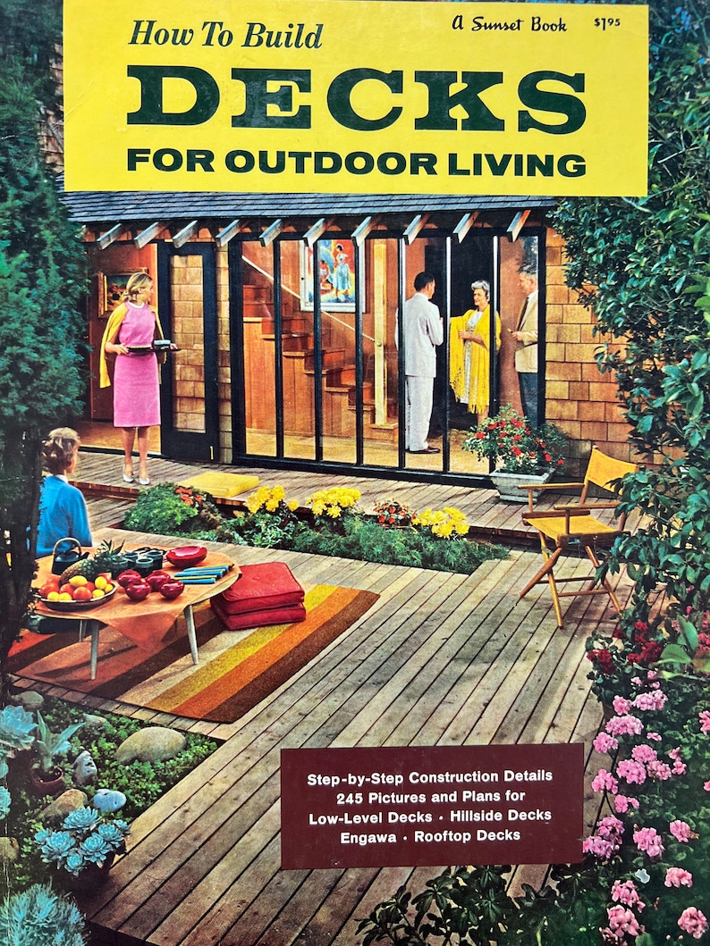 How to build DECKS for outdoor living 1963 MID CENTURY modern landscape design book image 1
