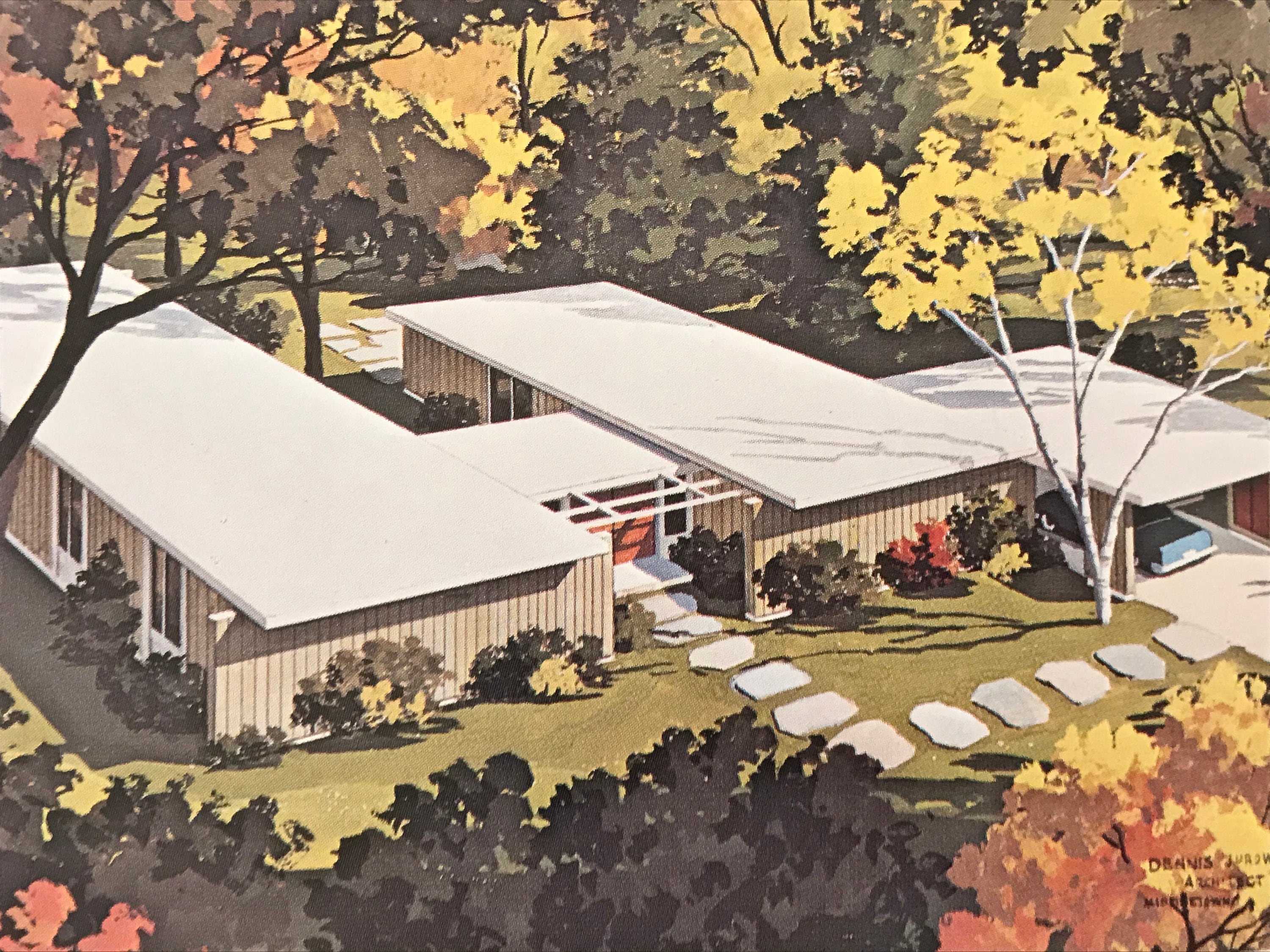 Architectural Rendering Albert Halse 1972 Mid Century Modern